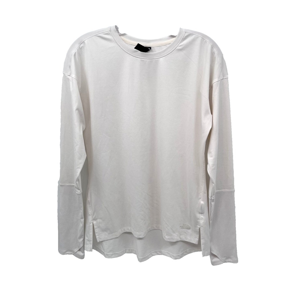 THE NORTH FACE Women's Size M Off White Long-Sleeve Crewneck Pleated Back Shirt